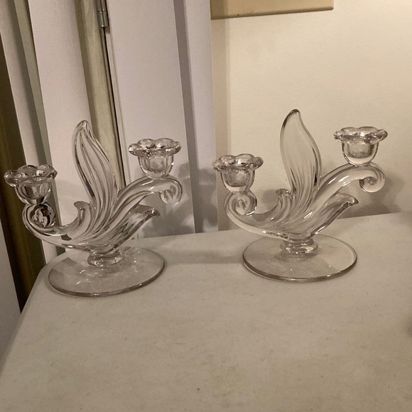 Vintage Duncan and Miller "Canterbury" Double Light Candle Stick Holders